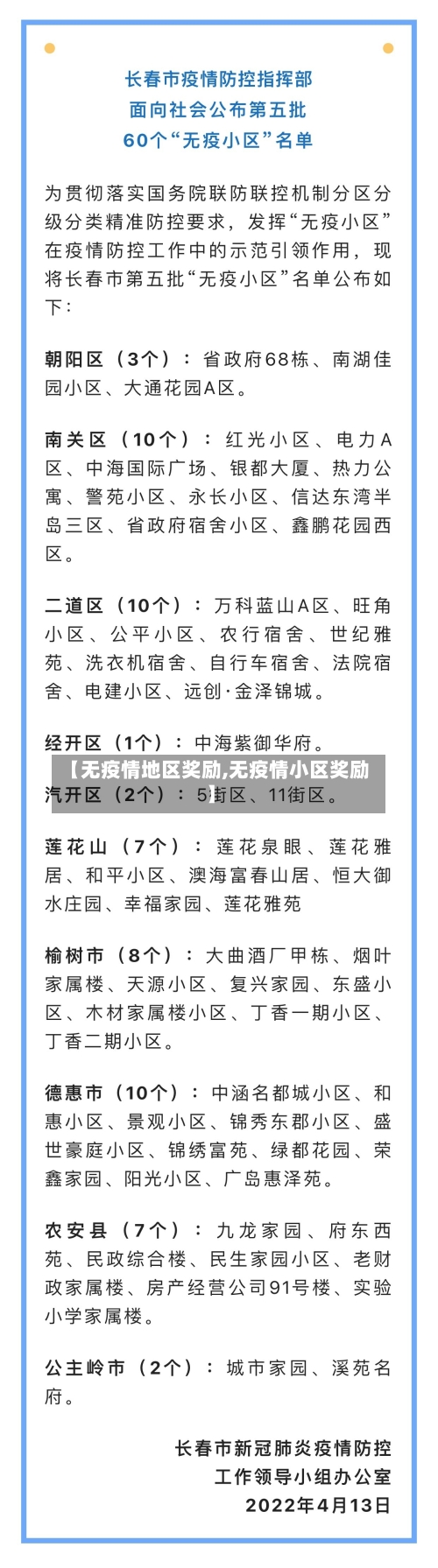 【无疫情地区奖励,无疫情小区奖励】